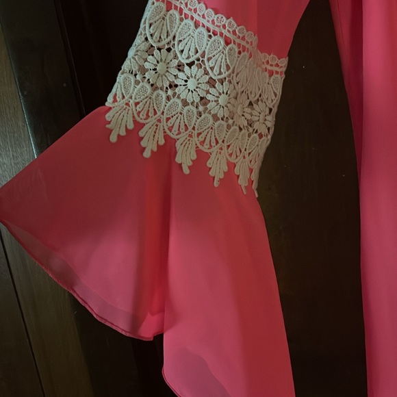 Honeyme Pink Ruffled Boho Dress - Picture 3 of 4